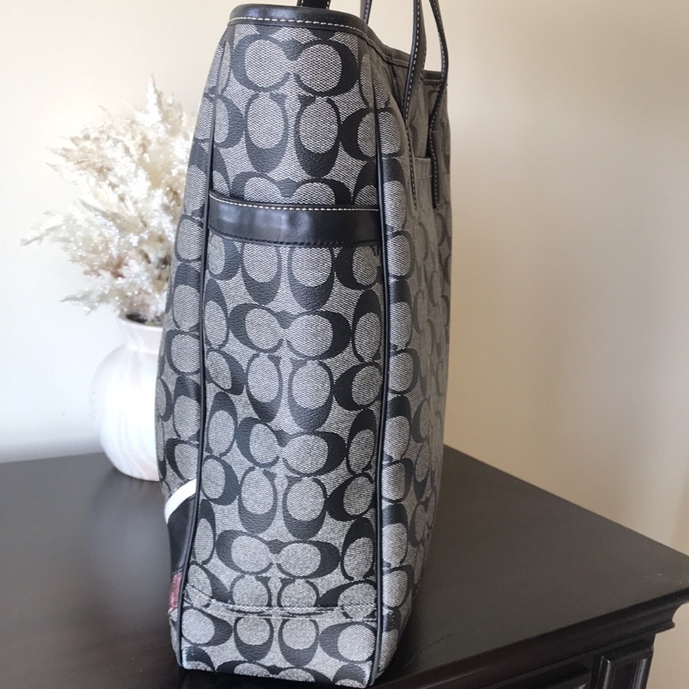 Coach Signature Monogram Corner Stripe Tote, 70336, Coated Canvas / Leather - Picture 6 of 15